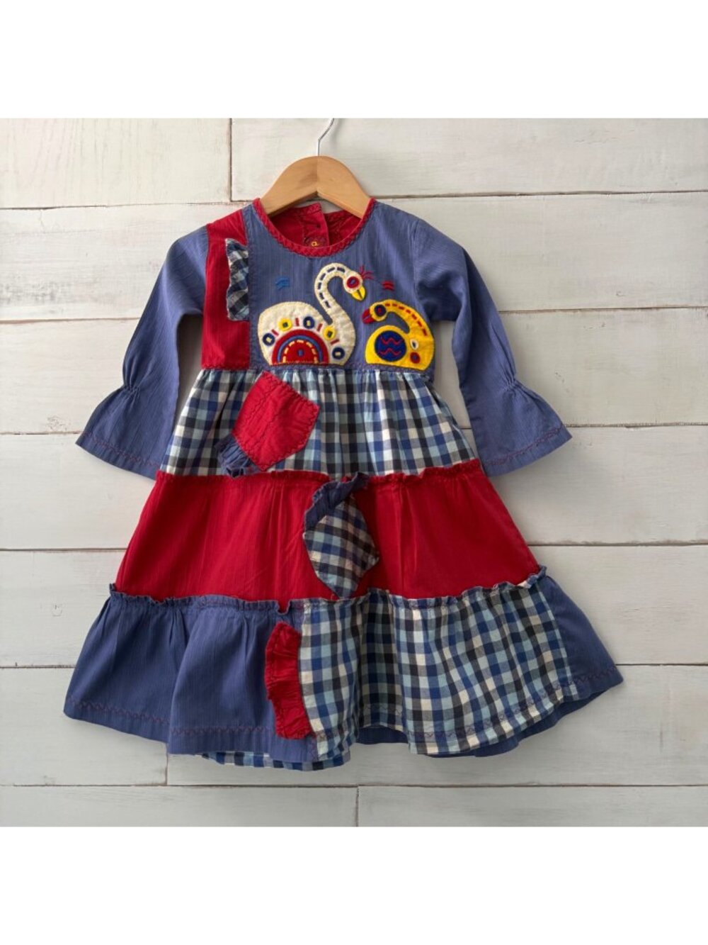 12 18 24 mo Vintage Boho Rumah Dannis Indonesian Embroidered Felt Applique Dress